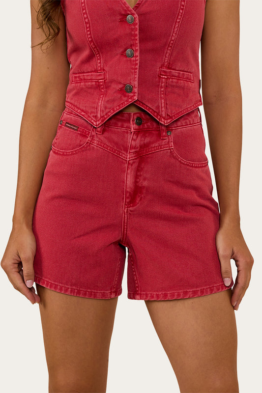 Ringers Western Womens Saige Denim Vest - Red