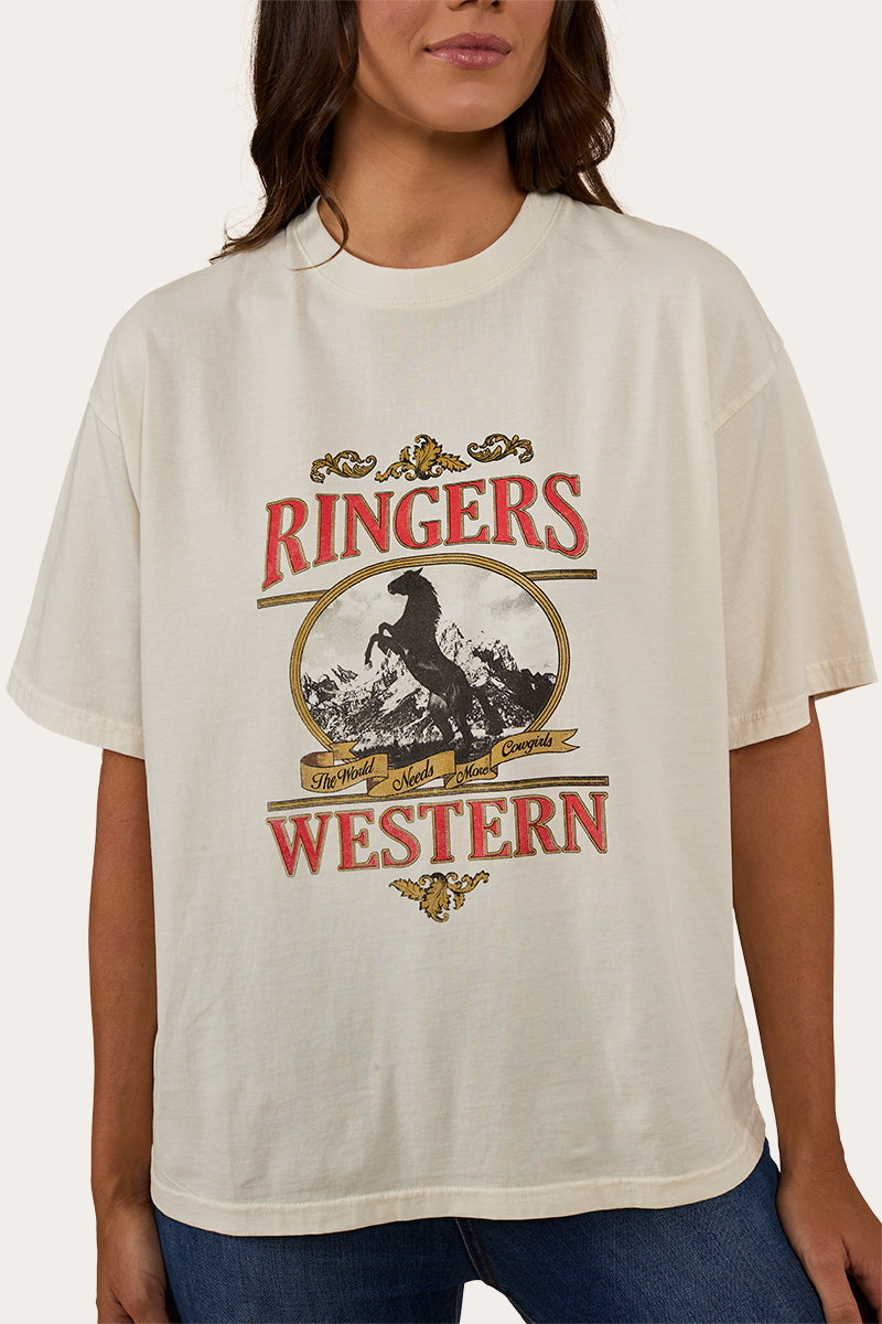 RINGERS WESTERN HORSIN AROUND WOMENS OVERSIZED T-SHIRT - Vintage White