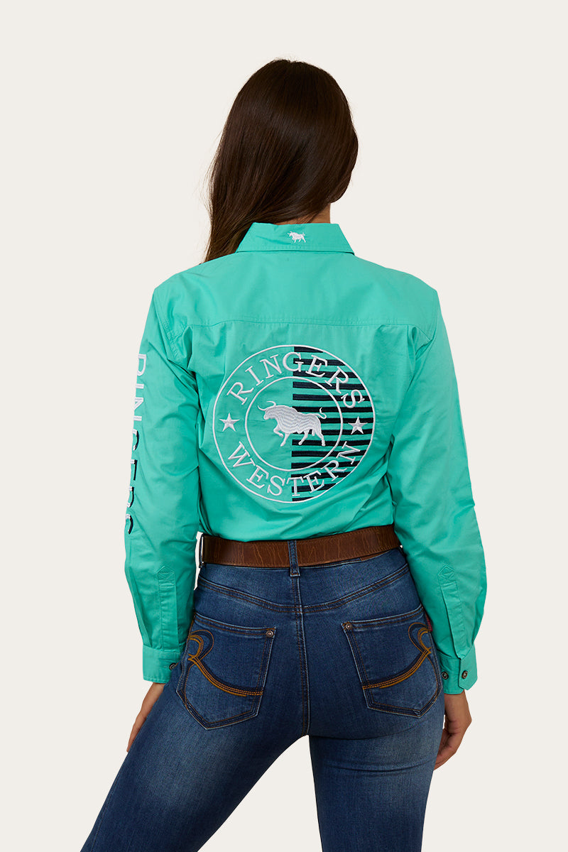 Ringers Western Womens Signature Bull Flag Full Button Workshirt - Mint