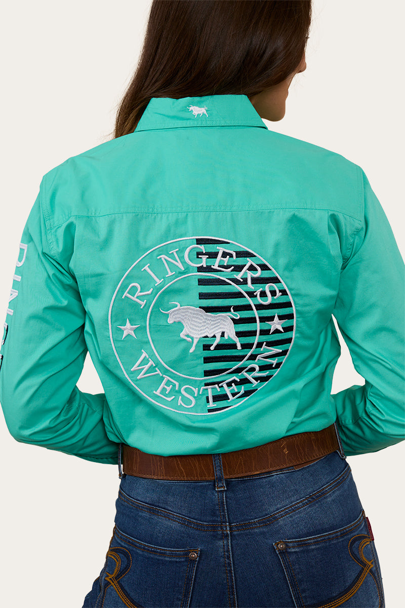 Ringers Western Womens Signature Bull Flag Full Button Workshirt - Mint