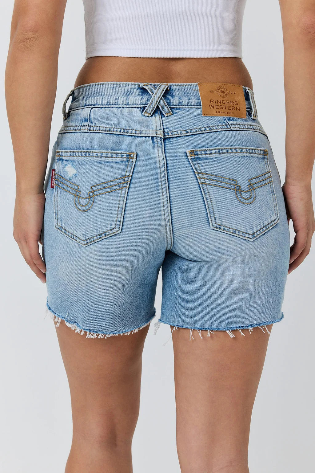 Ringers Western Hailey Women's Mid Rise Denim Shorts - Vintage Light Blue