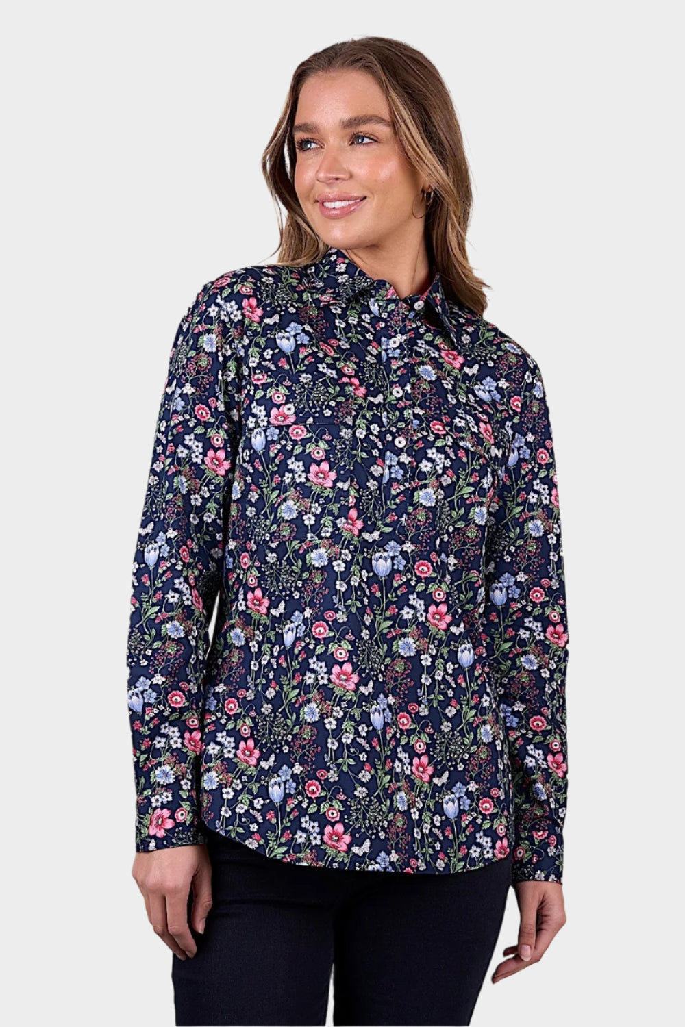 Hard Slog Women's Raya Half Placket Long Sleeve Shirt - Navy