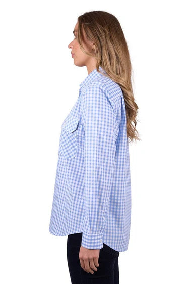 Hard Slog Womens Rux 1/2 Placket Long Sleeve Shirt - Blue