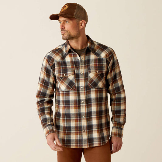 Ariat Men's Harford Retro Fit Shirt - Black/Brown Plaid
