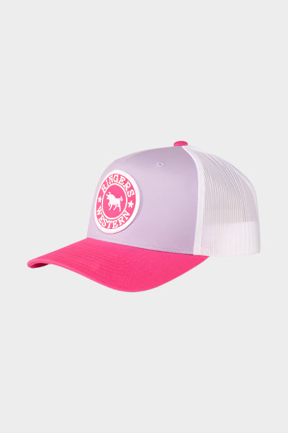 Ringers Western Kids Signature Bull Trucker Cap - Lilac/Candy