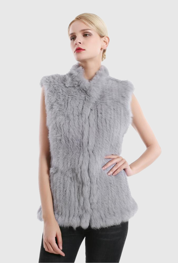 Heavenly Craft Rabbit Fur Vest - V.41_Soft Grey