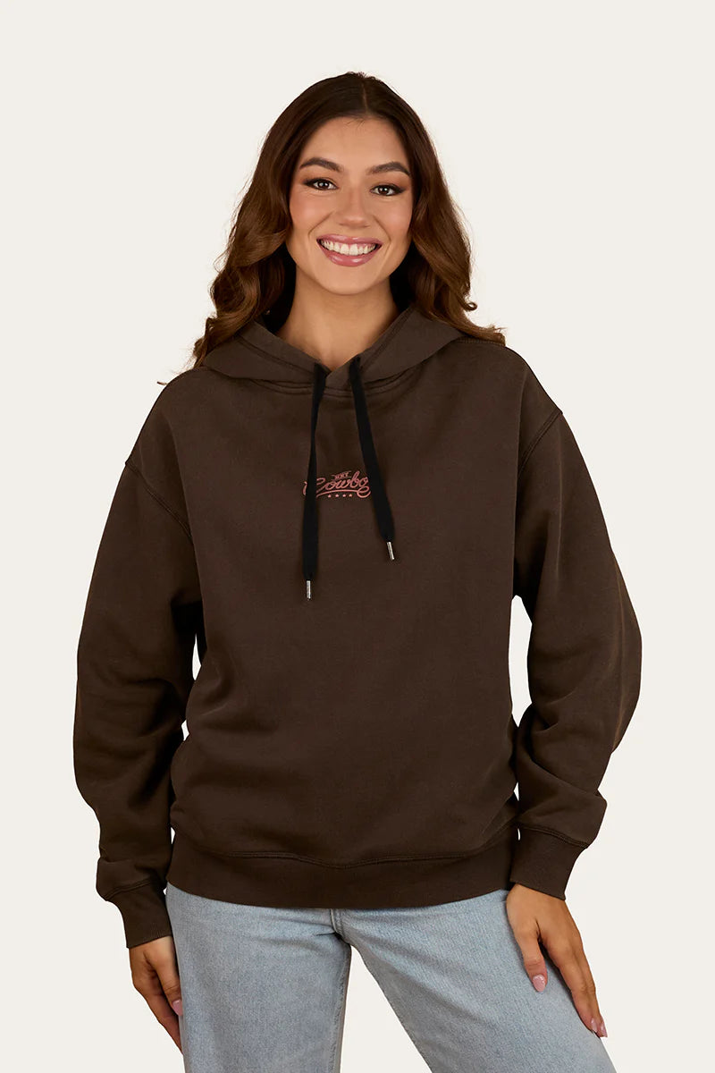 Ringers Western Womens Hey Cowboy Oversized Pullover Hoodie - Charcoal