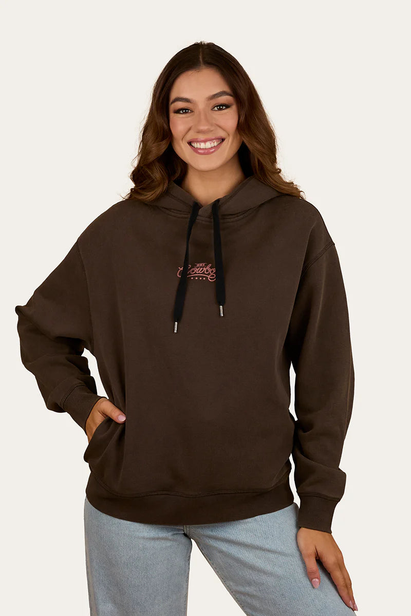 Ringers Western Womens Hey Cowboy Oversized Pullover Hoodie - Charcoal