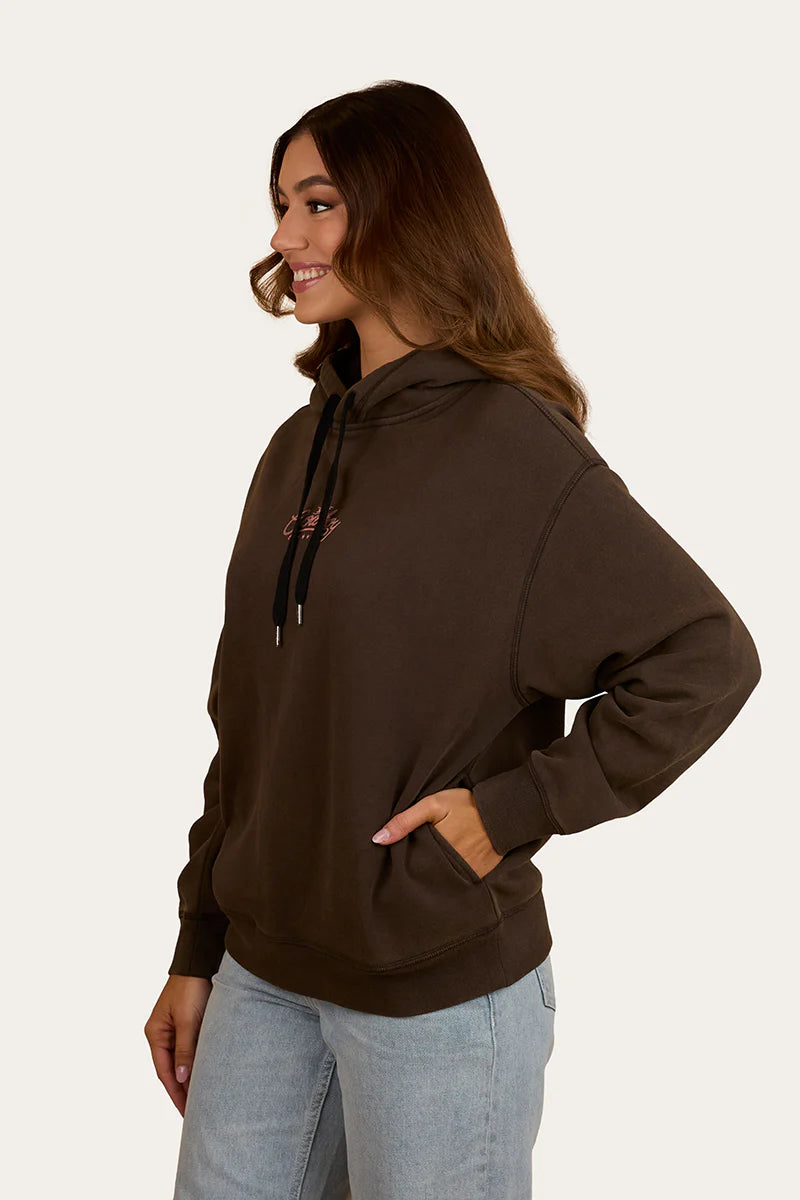 Ringers Western Womens Hey Cowboy Oversized Pullover Hoodie - Charcoal