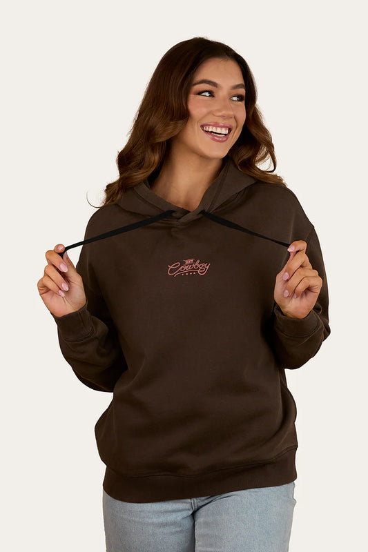 Ringers Western Womens Hey Cowboy Oversized Pullover Hoodie - Charcoal