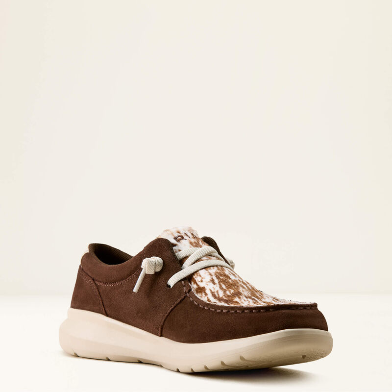Ariat Women's Hilo Shoe - Coffee Bean Suede/Speckled Cow Print