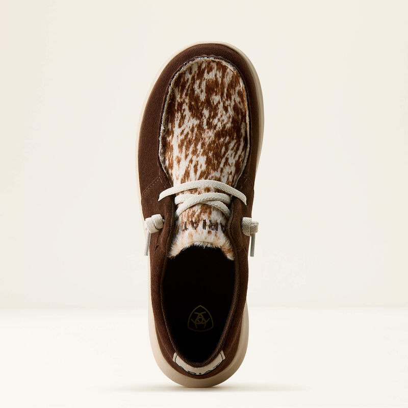 Ariat Women's Hilo Shoe - Coffee Bean Suede/Speckled Cow Print