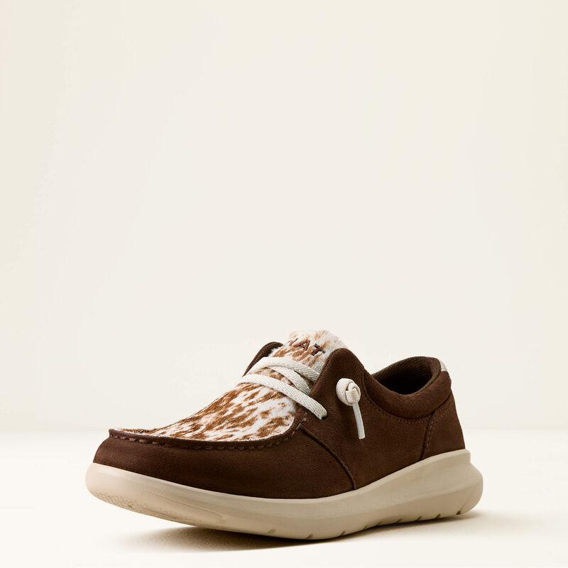 Ariat Women's Hilo Shoe - Coffee Bean Suede/Speckled Cow Print