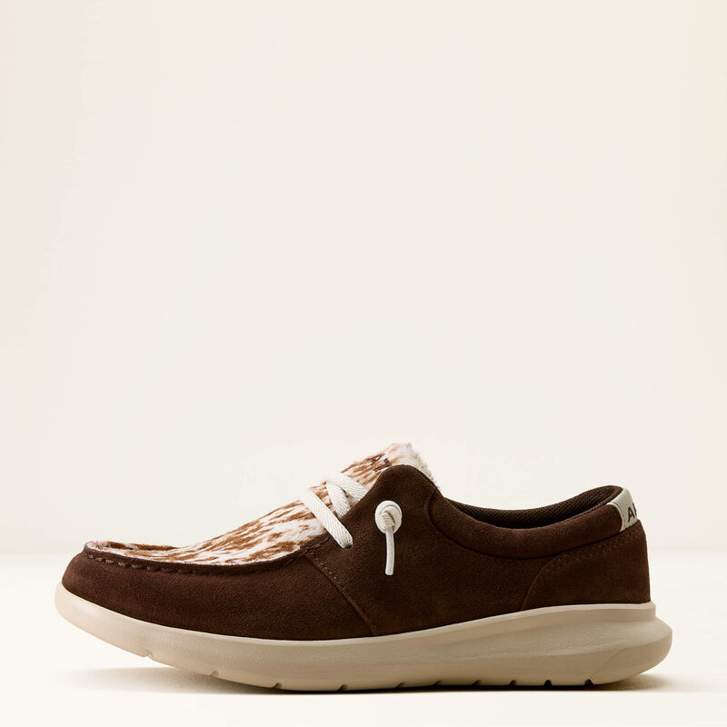 Ariat Women's Hilo Shoe - Coffee Bean Suede/Speckled Cow Print