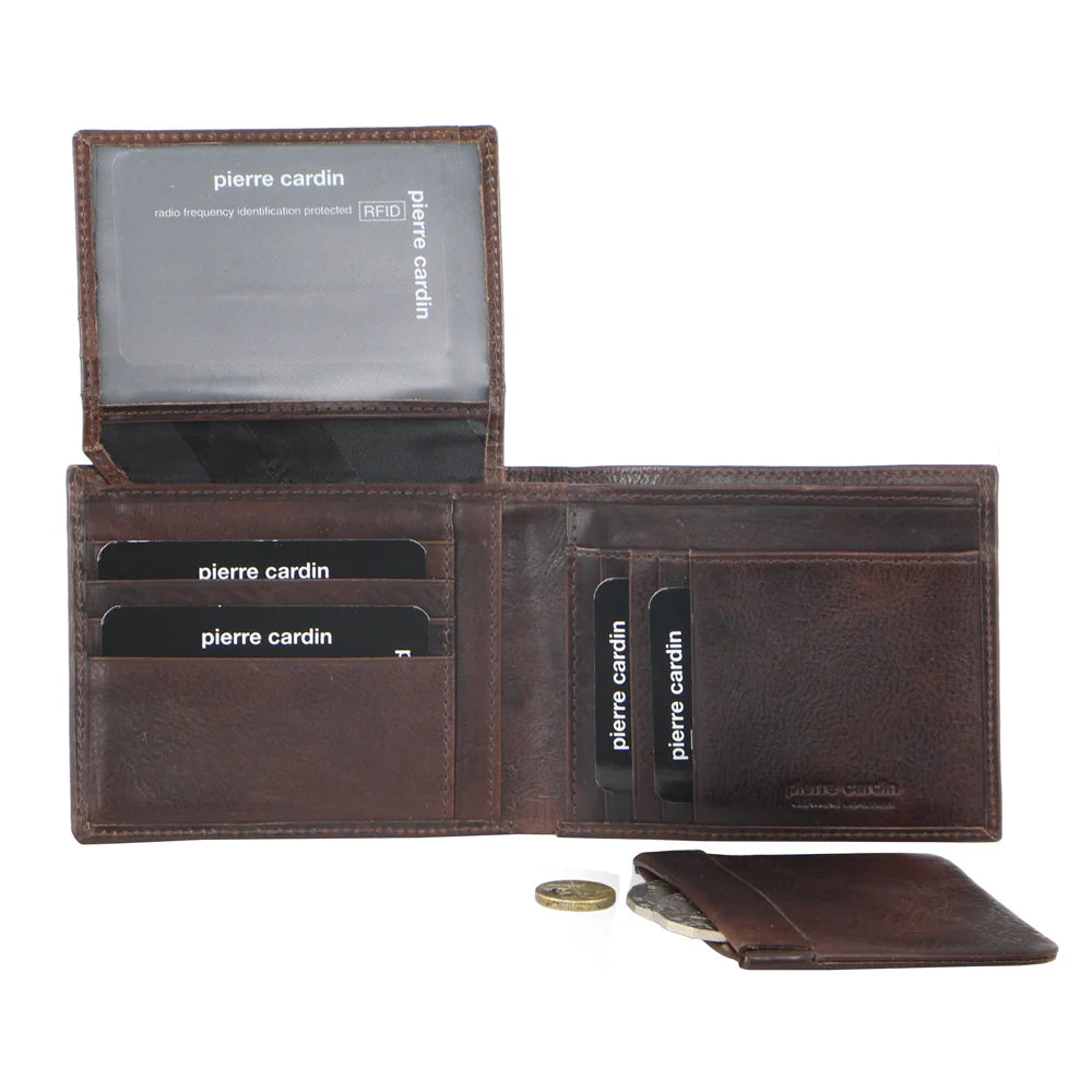 Pierre Cardin Men's Italian Leather Protected RFID Card Holder/Wallet
