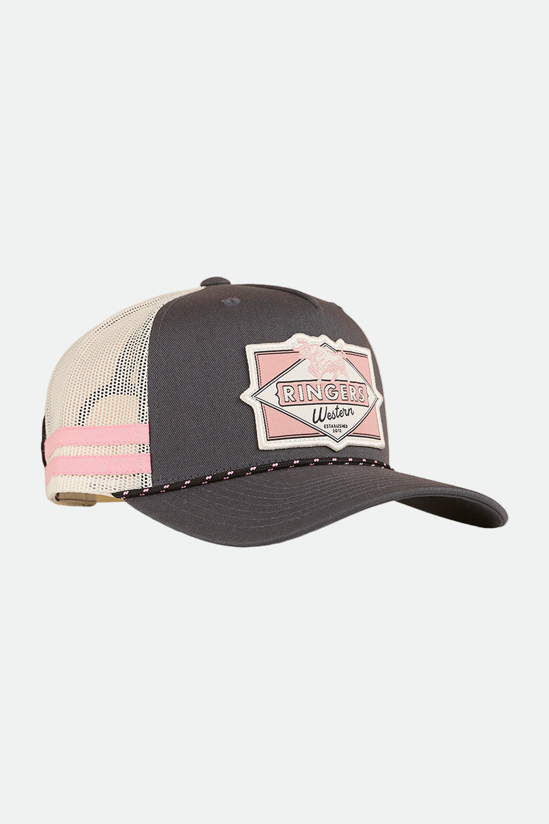 Ringers Western Hometown Trucker Cap - Charcoal/Rosey