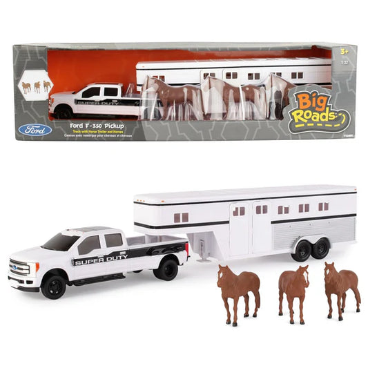 John Deere - 1:32 Horse Set w/Pickup, Trailer and Animals