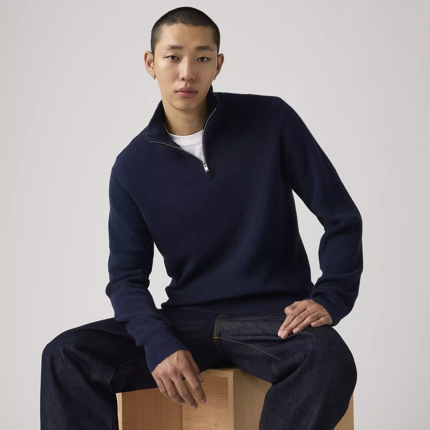 Levis Housemark Quarter Zip Sweater - Blue