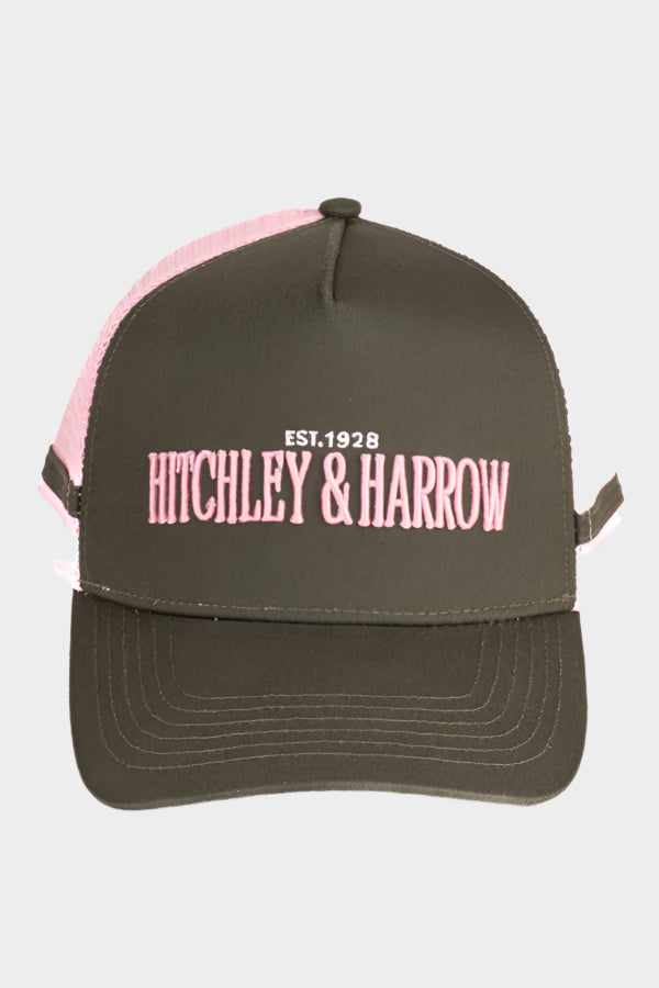Hitchley & Harrow Trucker Cap - Hunter Green & Baby Pink