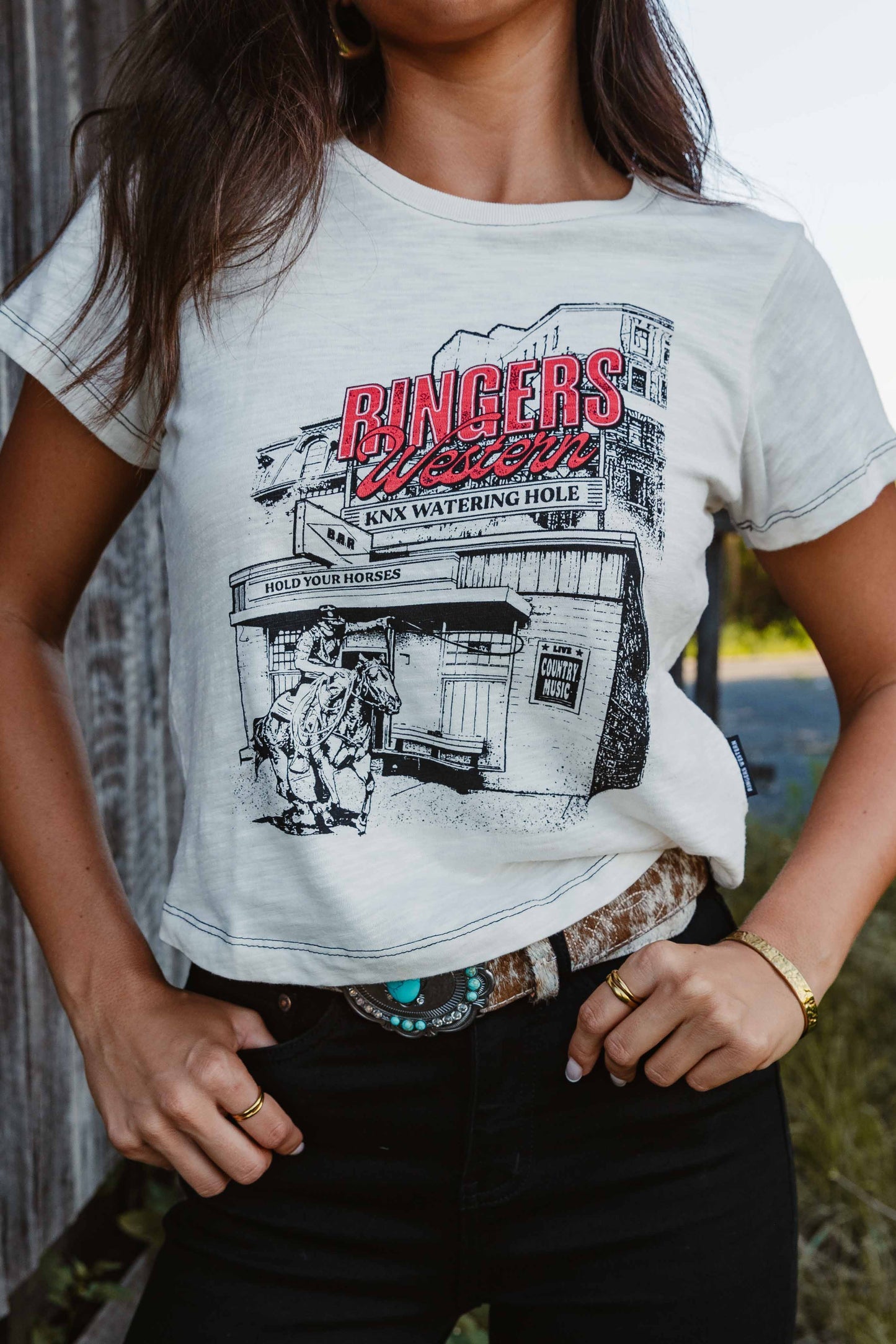 Ringers Western Womens We're Free Shrunken T-Shirt - Off White