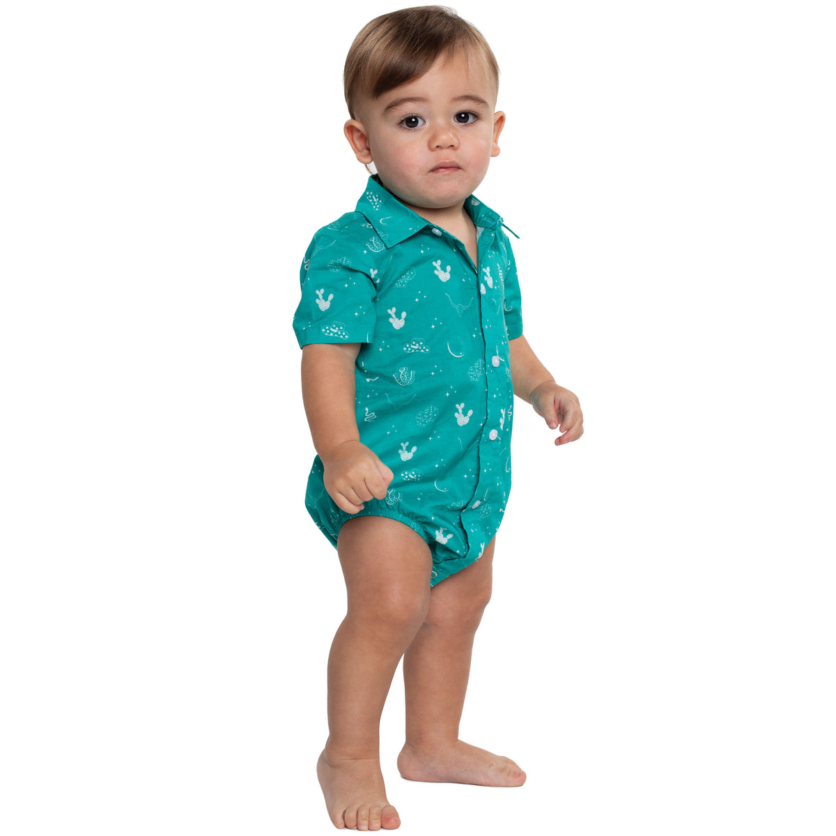 Just Country Infant Frankie Short Sleeve Full Button Print Jumpsuit