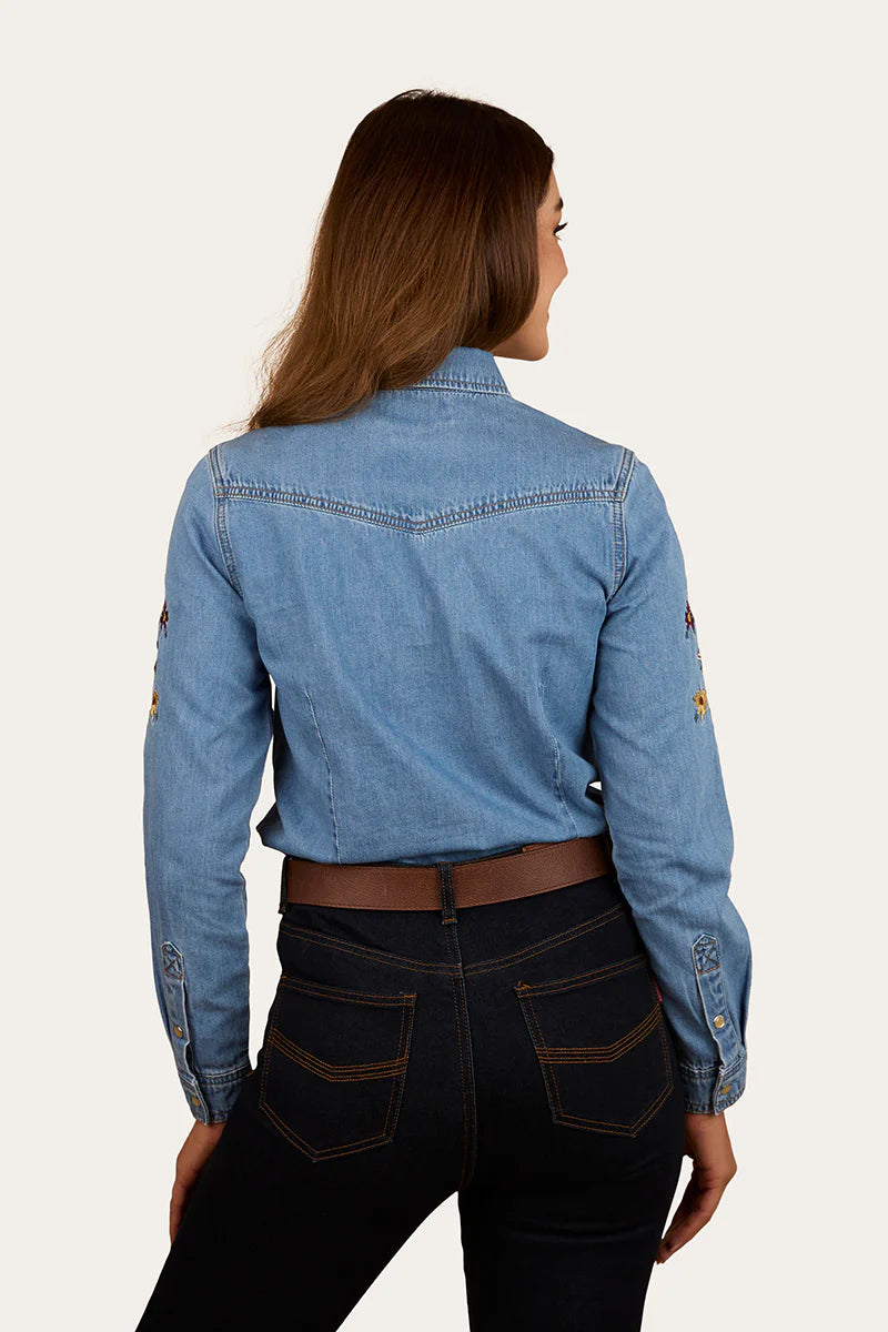 Ringers Western Women's In Bloom Western Shirt - Light Wash Blue