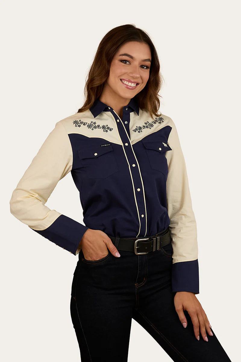 Ringers Western Women's Jacinta Womens Western Shirt - Navy/Off White