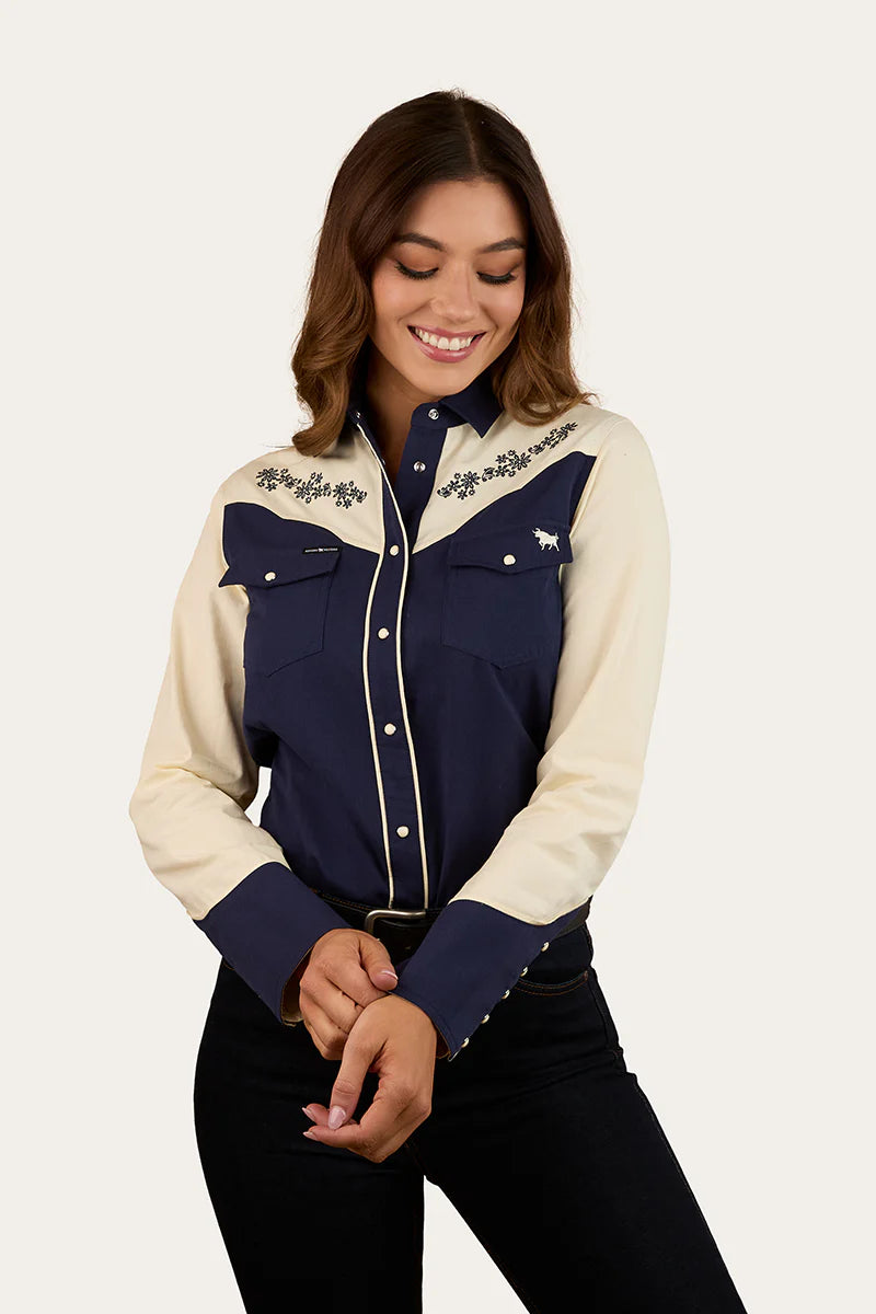 Ringers Western Women's Jacinta Womens Western Shirt - Navy/Off White