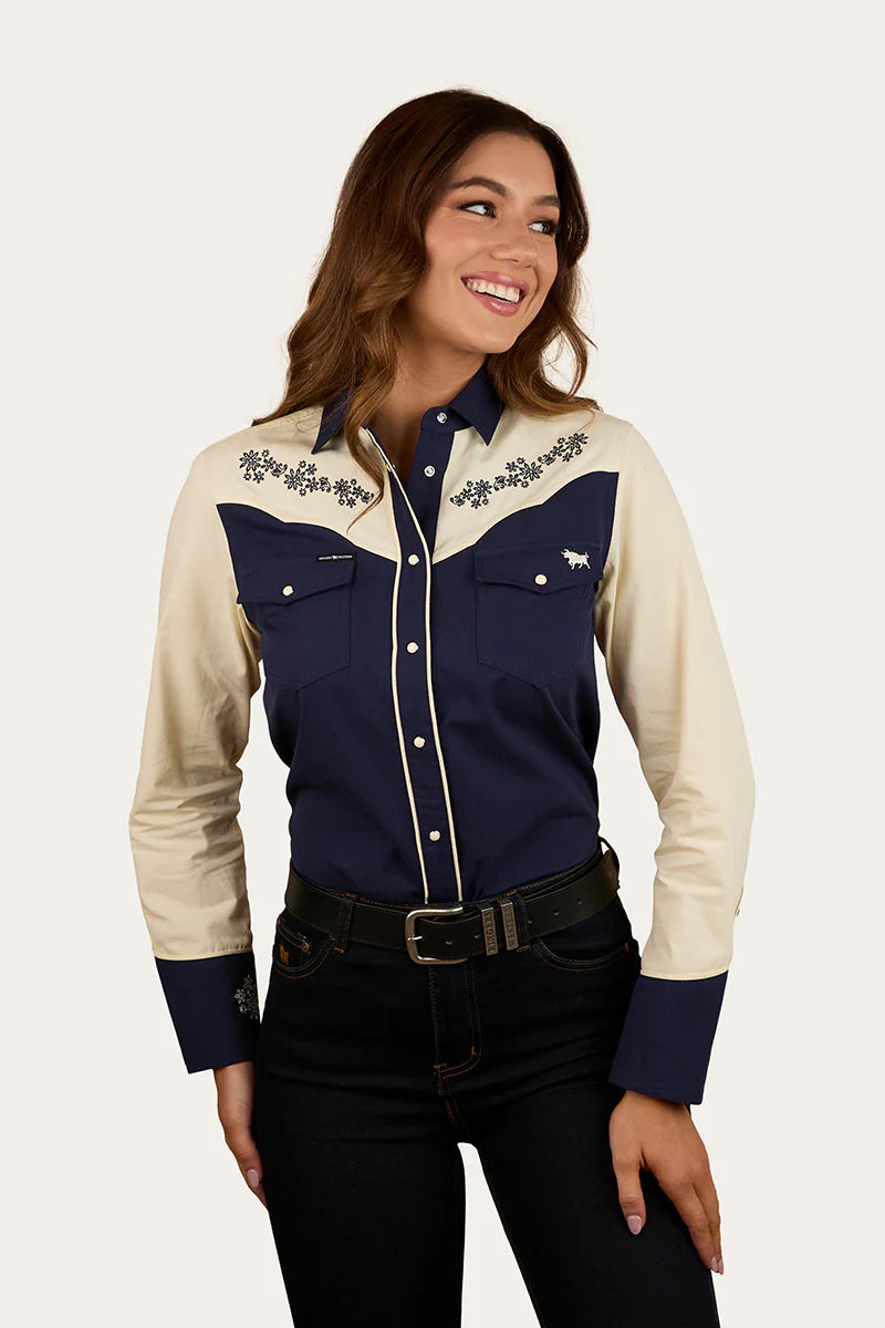 Ringers Western Women's Jacinta Womens Western Shirt - Navy/Off White
