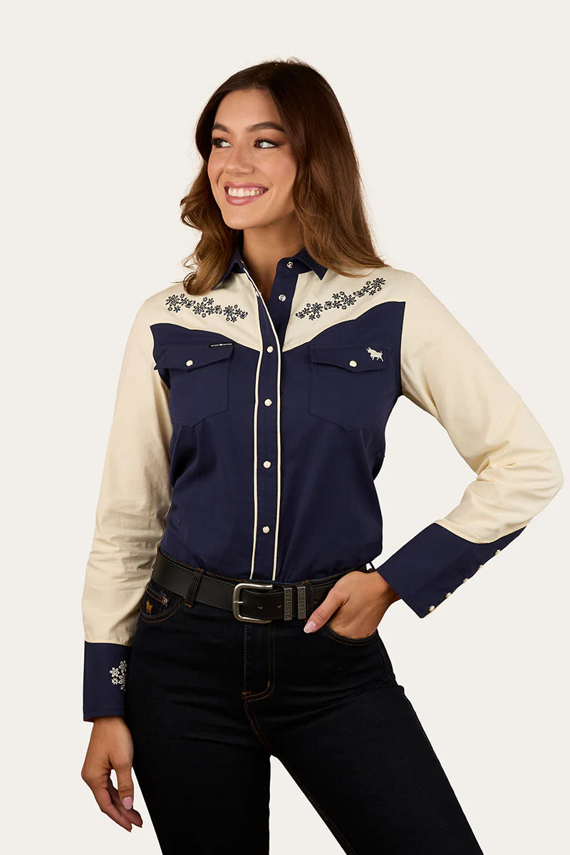 Ringers Western Women's Jacinta Womens Western Shirt - Navy/Off White
