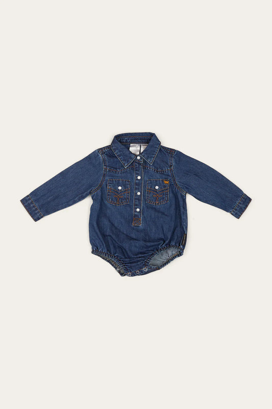 Ringers Western Babies Jax Chambray Western Shirt Romper