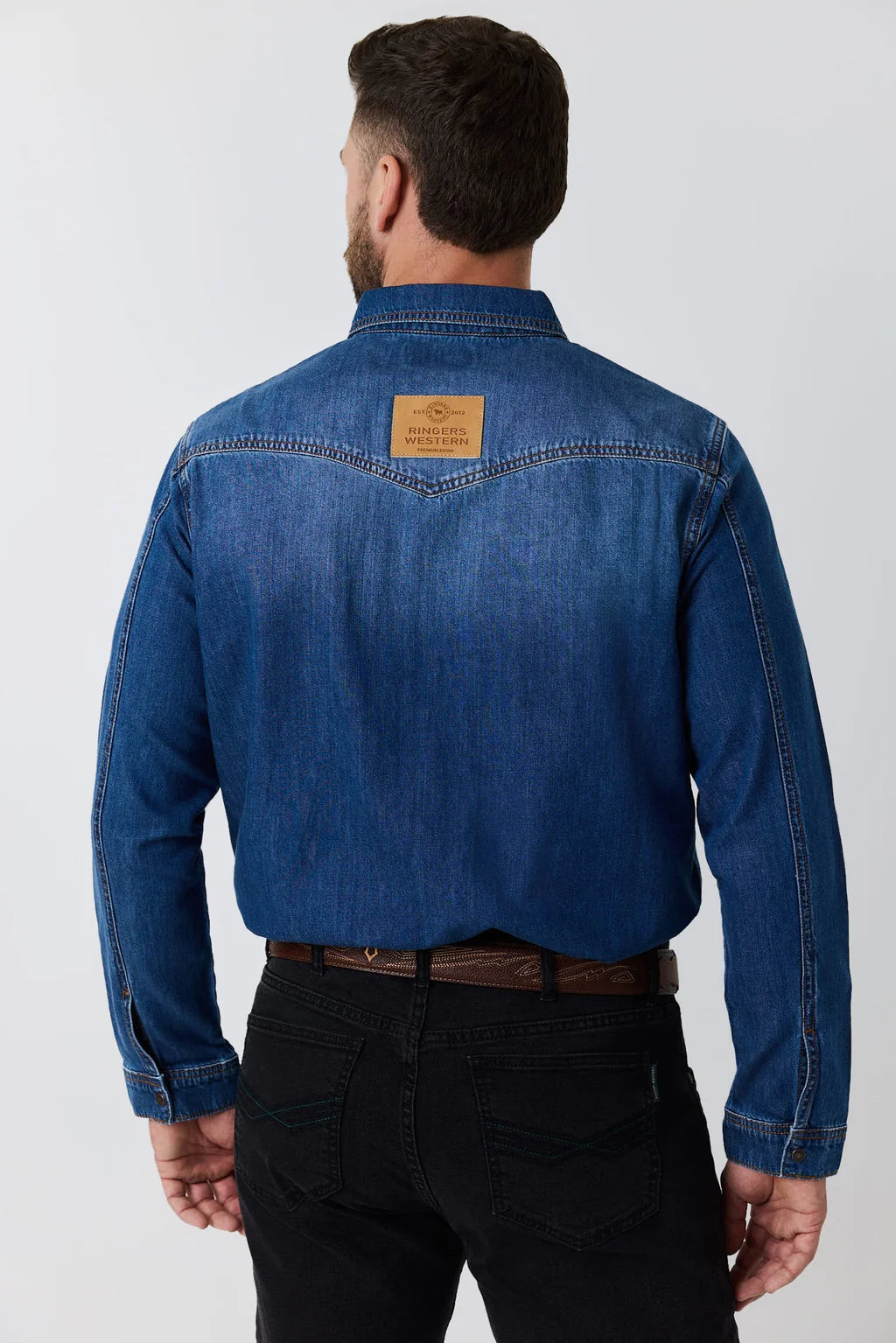 Ringers Western Jerome Men’s Denim Western Shirt - Classic Blue