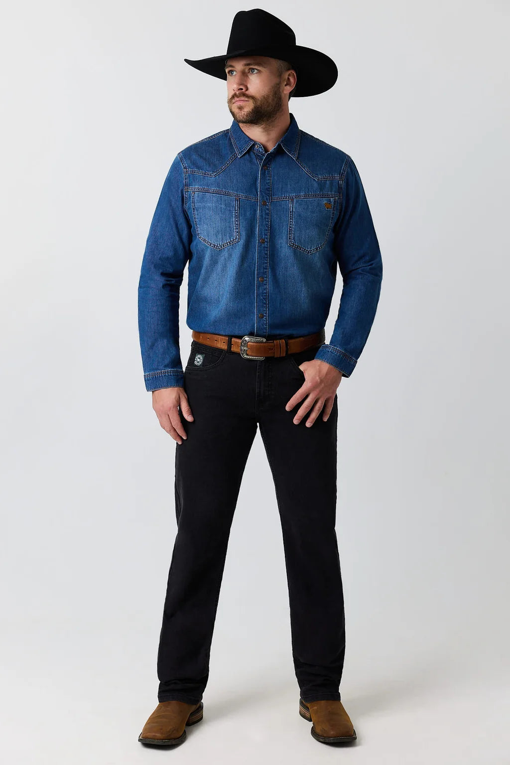 Ringers Western Jerome Men’s Denim Western Shirt - Classic Blue