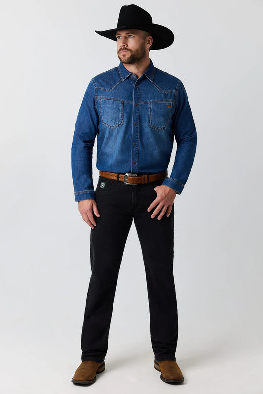 Ringers Western Jerome Men’s Denim Western Shirt - Classic Blue