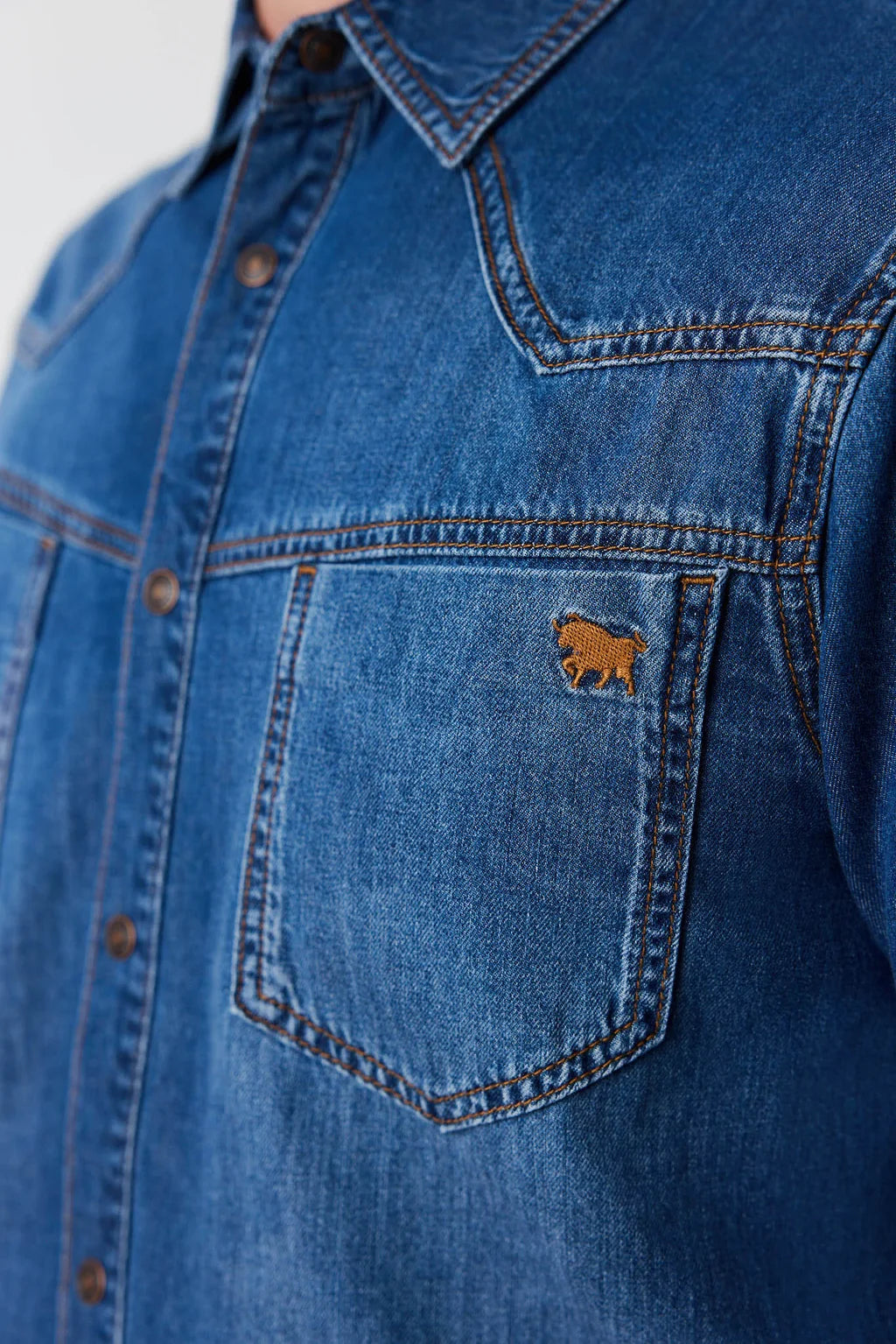 Ringers Western Jerome Men’s Denim Western Shirt - Classic Blue