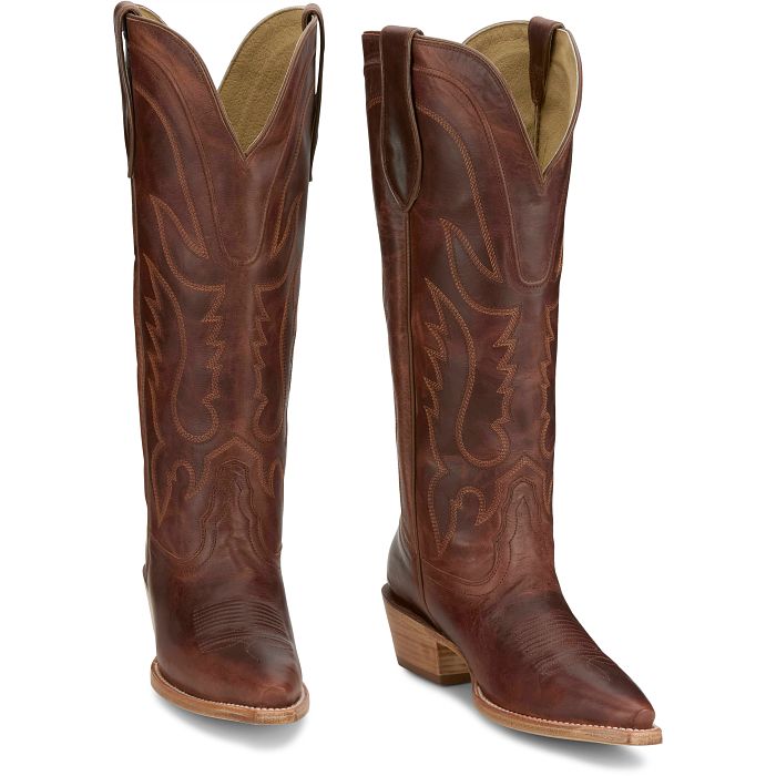 Tony Lama Women's Jess 15" Western - Cognac (Brown)