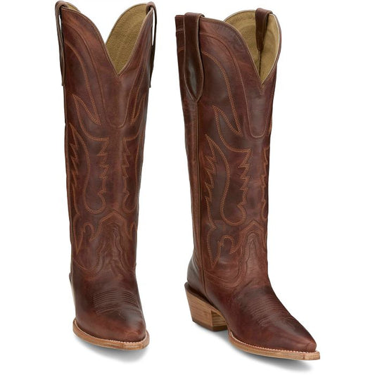 Tony Lama Women's Jess 15" Western - Cognac (Brown)