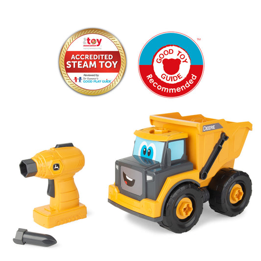 John Deere Build-A-Buddy™ Yellow Dump Truck 2-in-1 Toy with Toy Drill