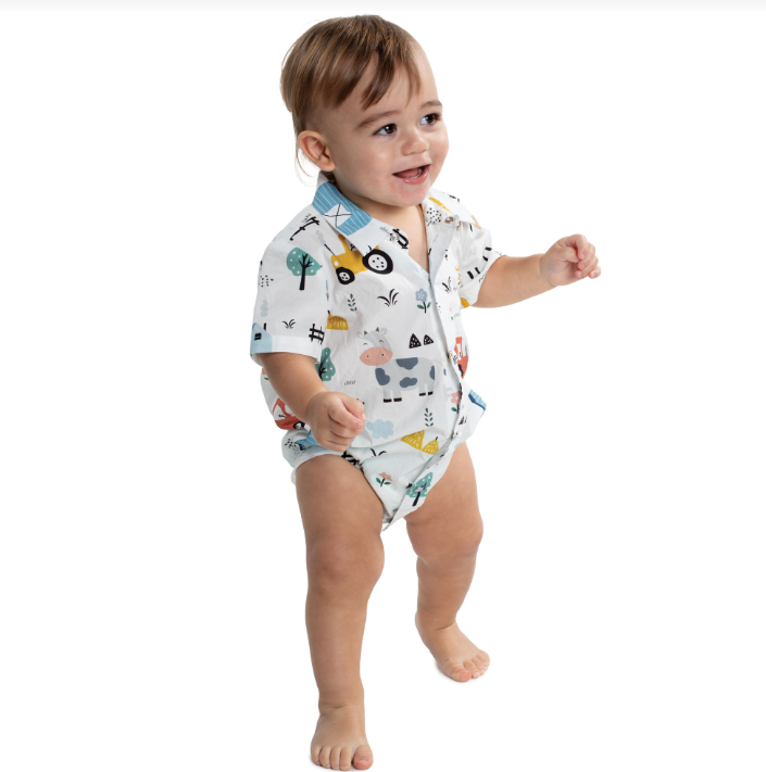 Just Country Infant Frankie Short Sleeve Full Button Print Jumpsuit