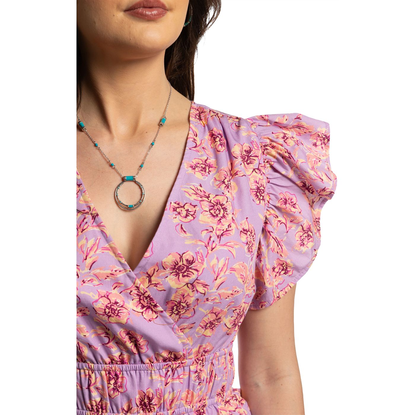 Justin Ruffle Short Dress - Purple