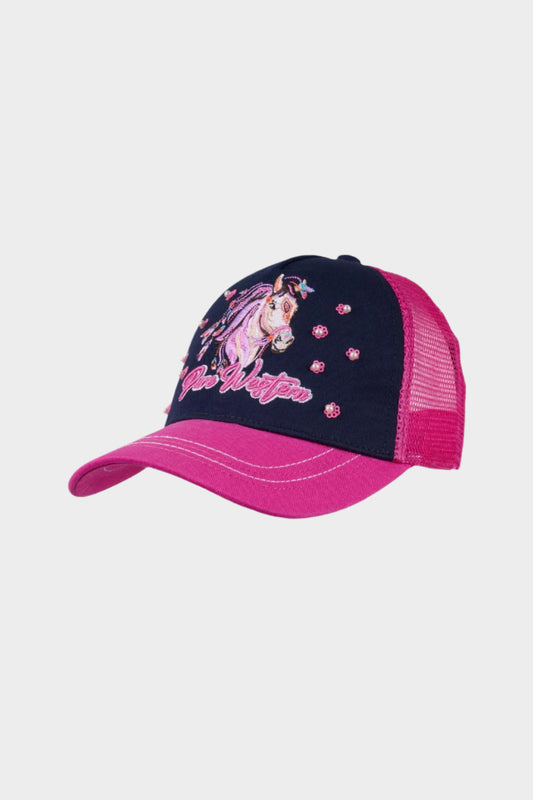 Pure Western Kid’s Kit Trucker Cap - NAVY/PINK