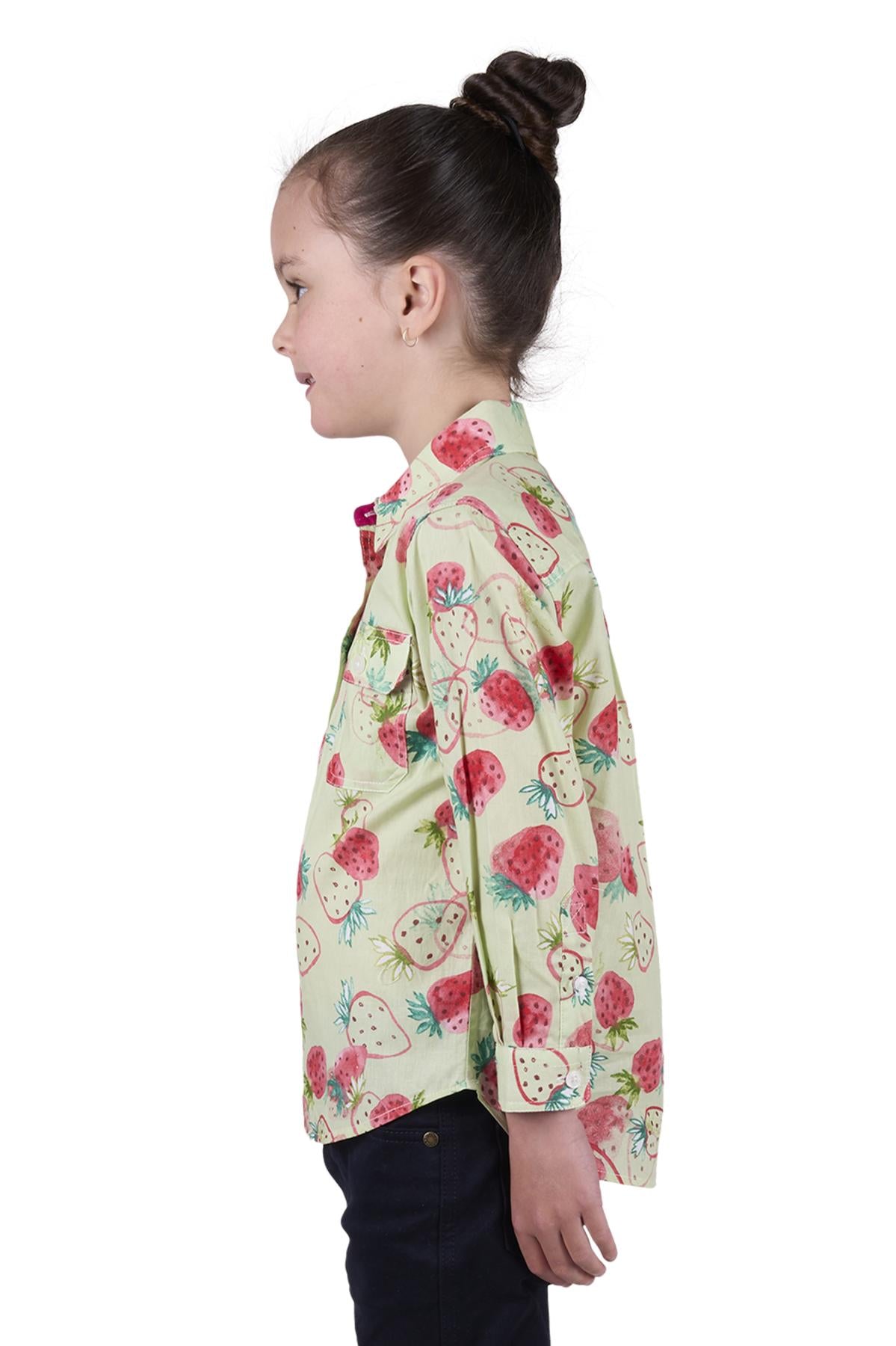 Hard Slog Kid’s Kimmy Half Placket Long Sleeve Shirt - GREEN