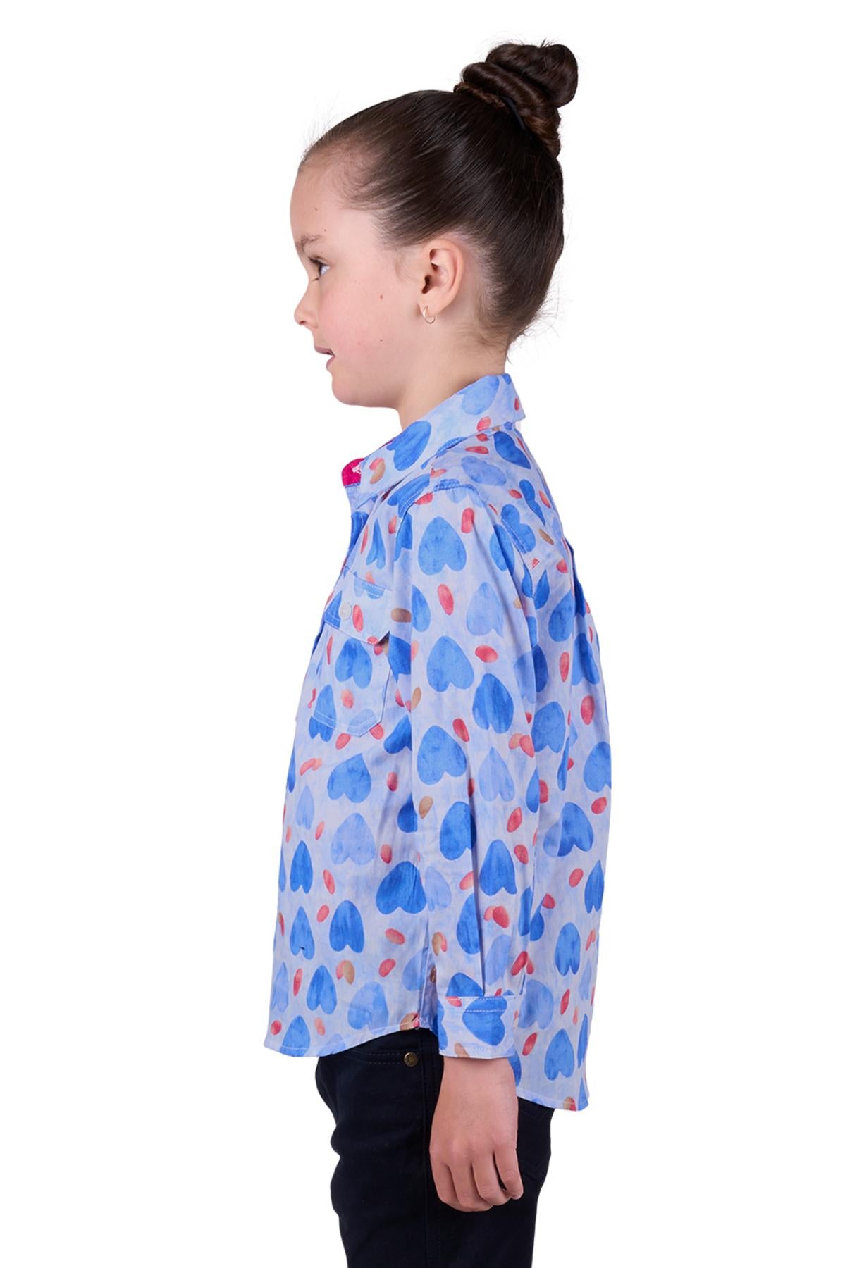 Hard Slog Kid’s Miv Half Placket Long Sleeve Shirt - BLUE