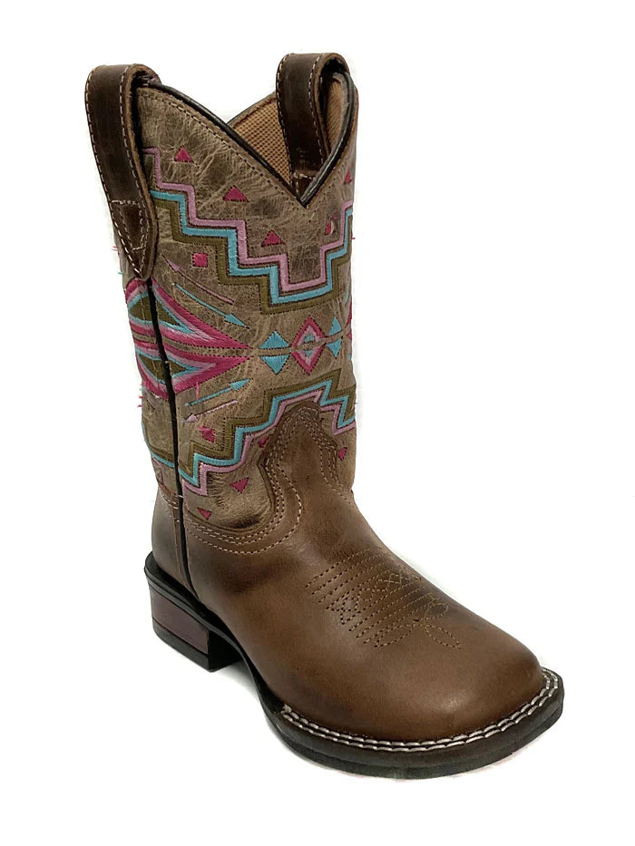 Roper Kids Monterey Aztec leather Boot Brown