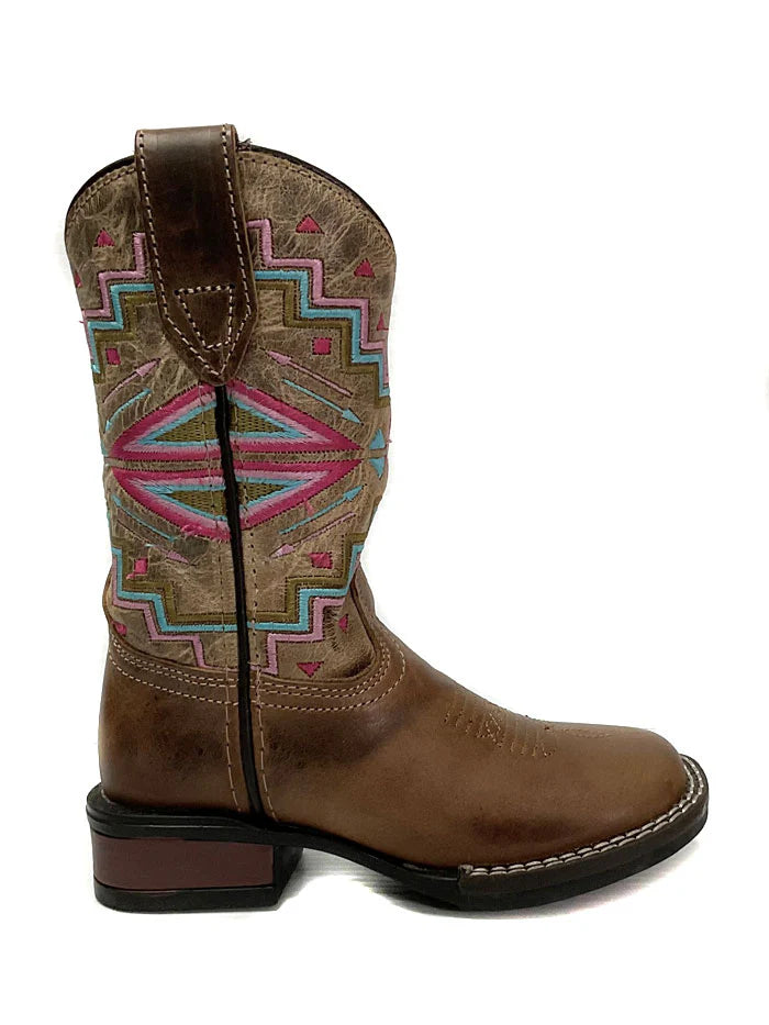 Roper Kids Monterey Aztec leather Boot Brown