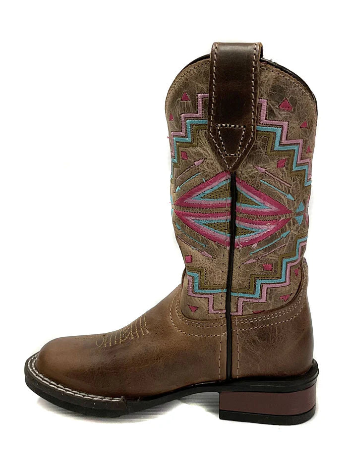 Roper Kids Monterey Aztec leather Boot Brown