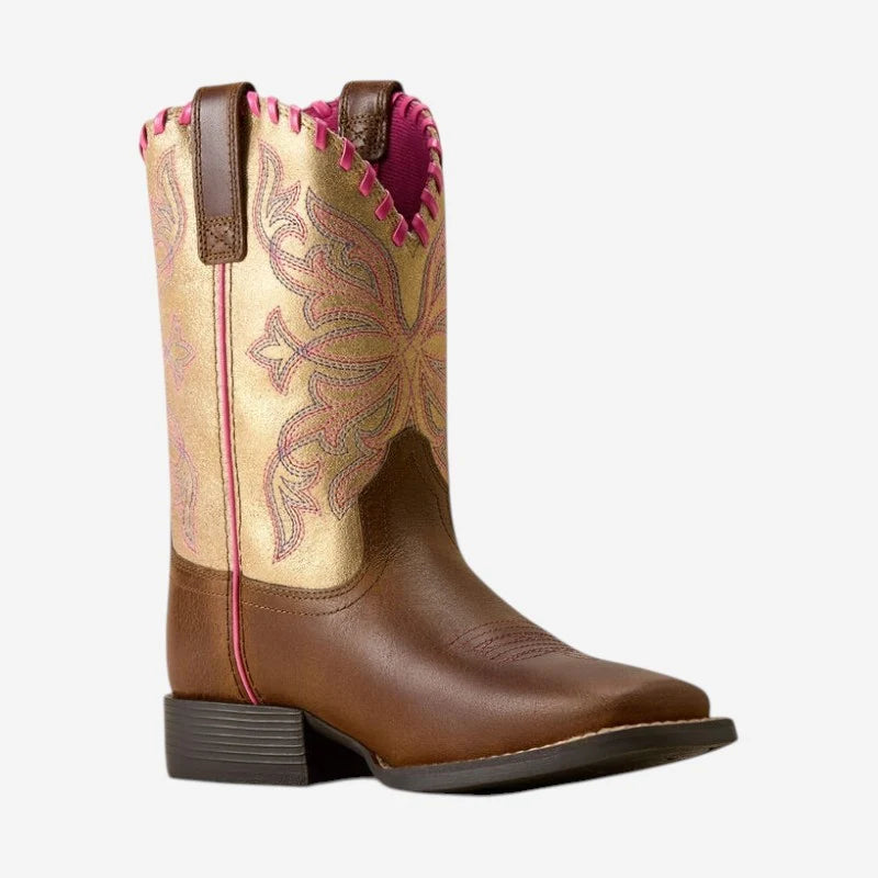 Ariat Kids' Sundown Western Boots - Georgia Clay/Royal Gold Metallic