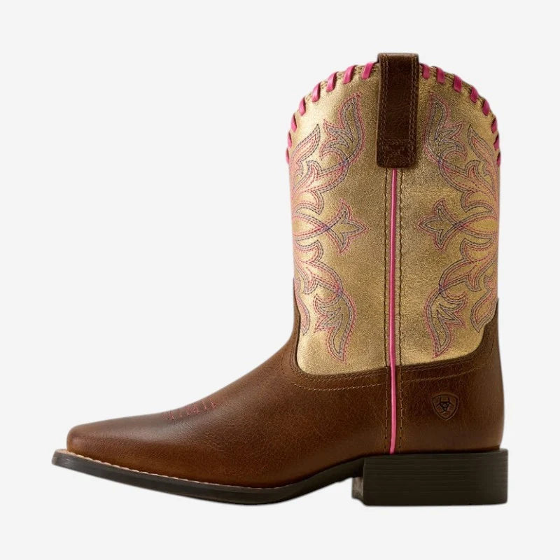 Ariat Kids' Sundown Western Boots - Georgia Clay/Royal Gold Metallic