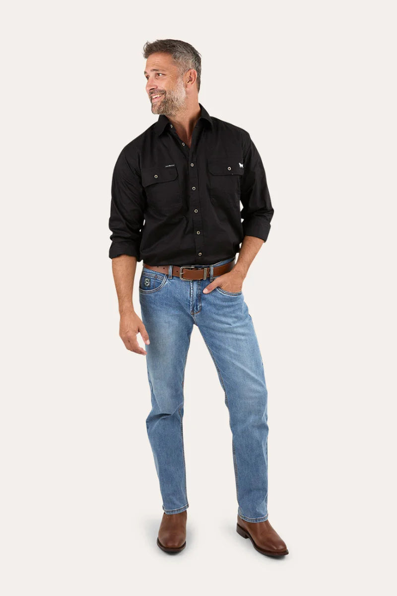 Ringers Western Men's King River Mens Full Button Work Shirt - Black
