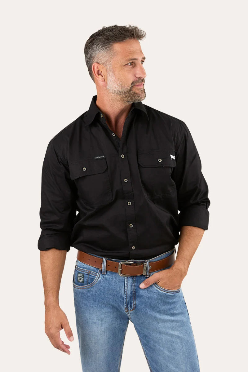 Ringers Western Men's King River Mens Full Button Work Shirt - Black